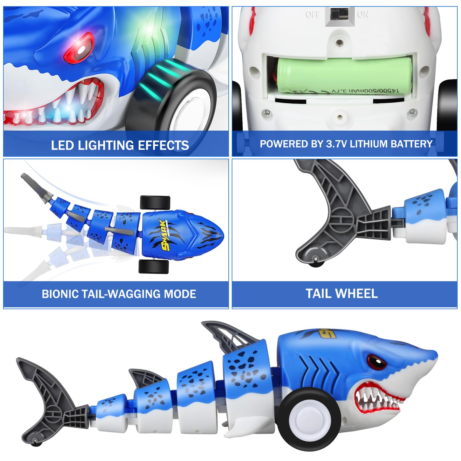 HAHAone RC Shark Car LED eyes and gills illuminate nighttime play