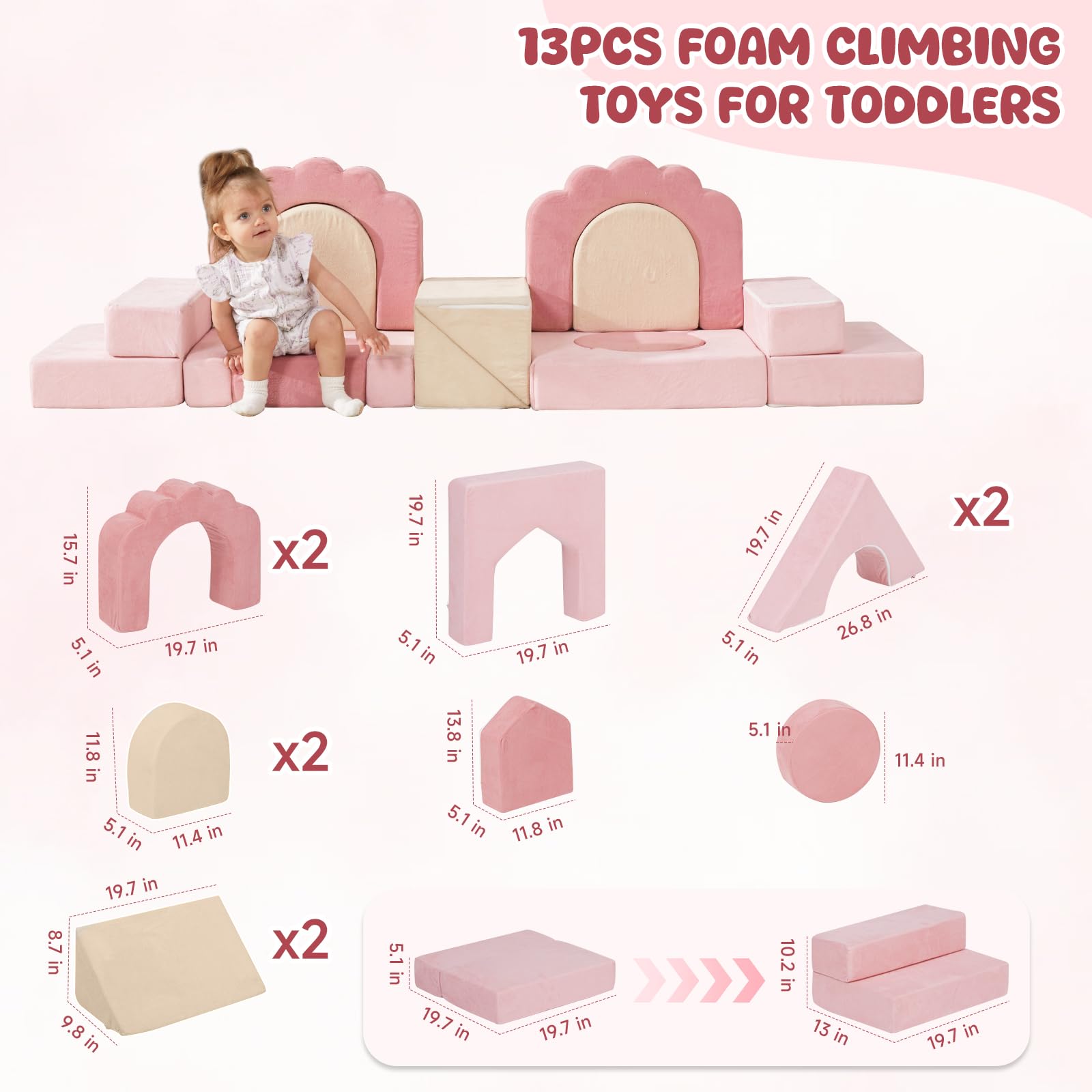 HAHASOLE foam blocks with hidden zippers for safe, snag-free play.