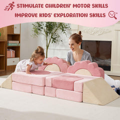 HAHASOLE toddler climb and crawl playset encouraging collaborative movement.