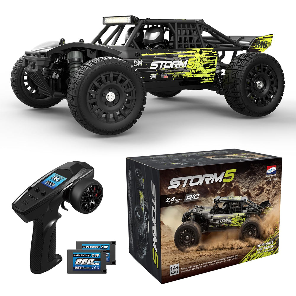 HAIBOXING 1:18 Desert Off-Road Truck front view shows a rugged chassis for outdoor driving