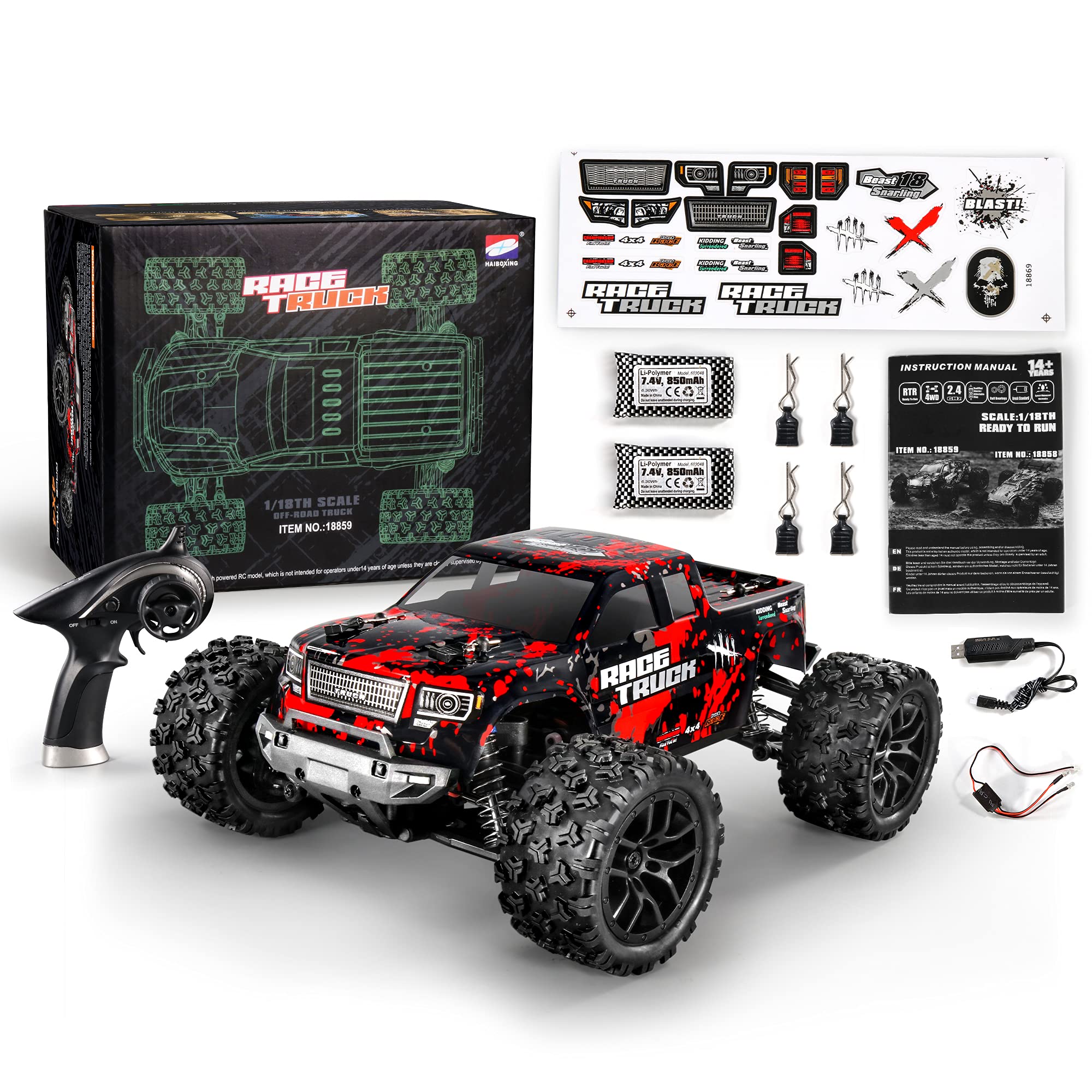 HAIBOXING 1:18 all-terrain RC car 2.4 GHz remote controller