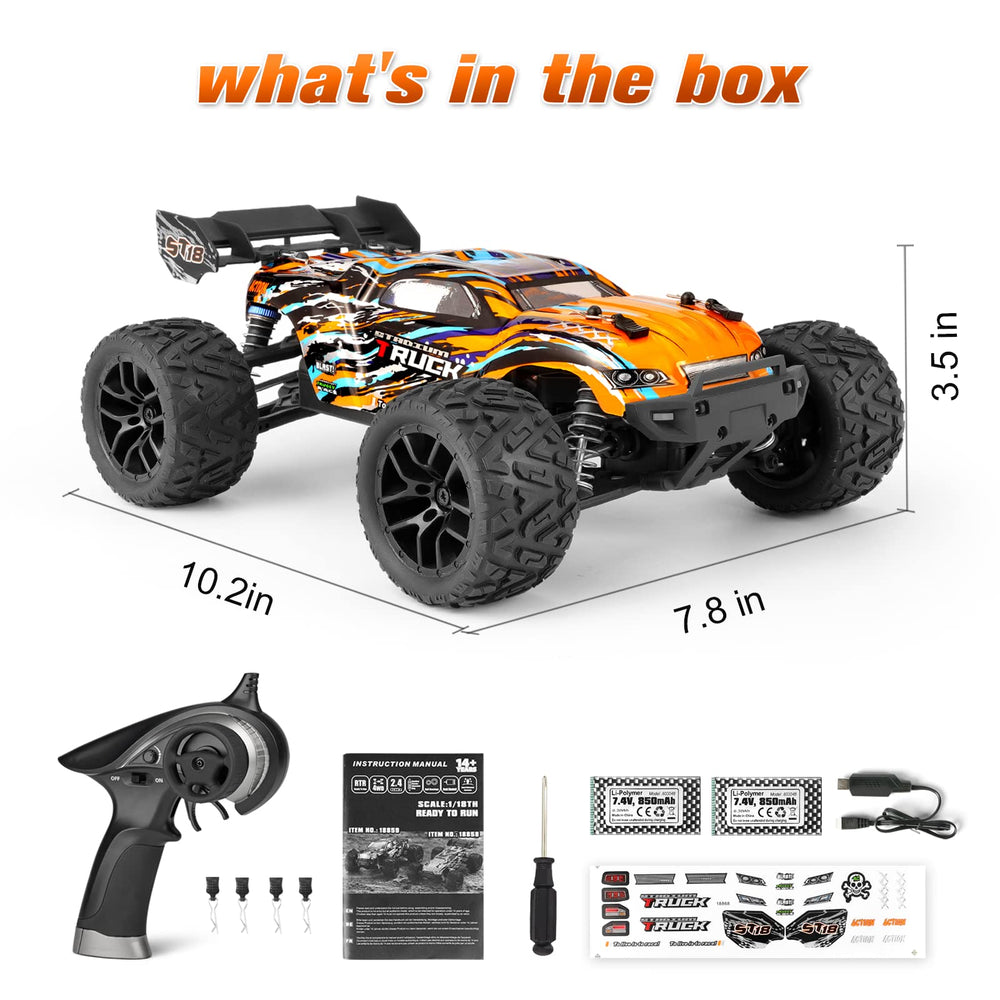 HAIBOXING 1:18 RC car battery compartment for dual power and longer sessions.