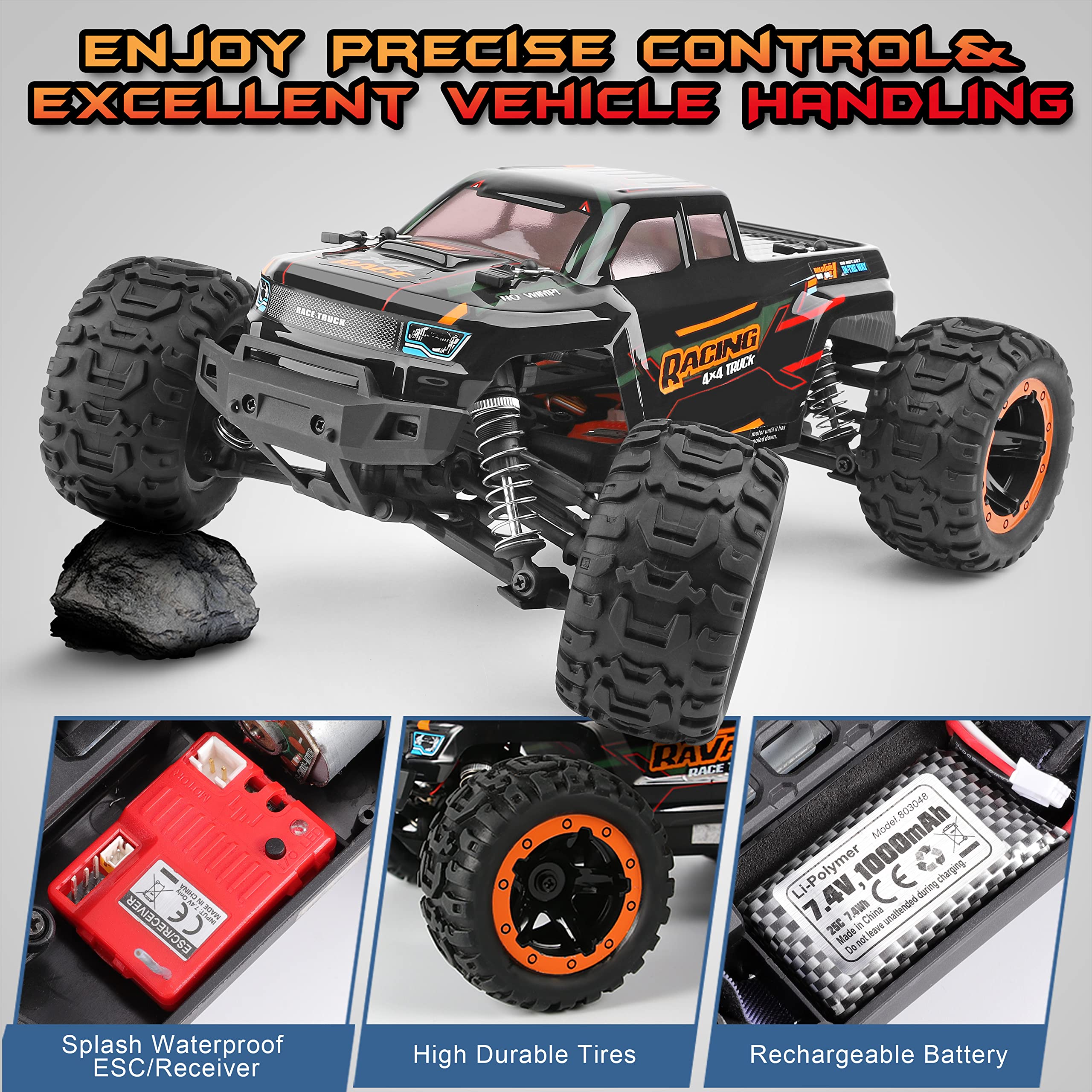 HAIBOXING 16889 side profile emphasizes bold tires and durable chassis