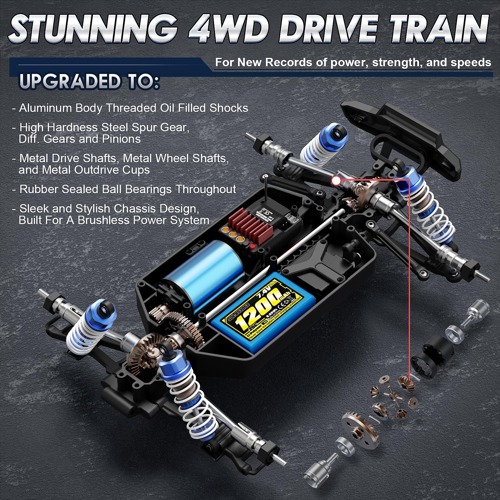HAIBOXING 16890A aluminum shocks smoothing bumps on uneven ground