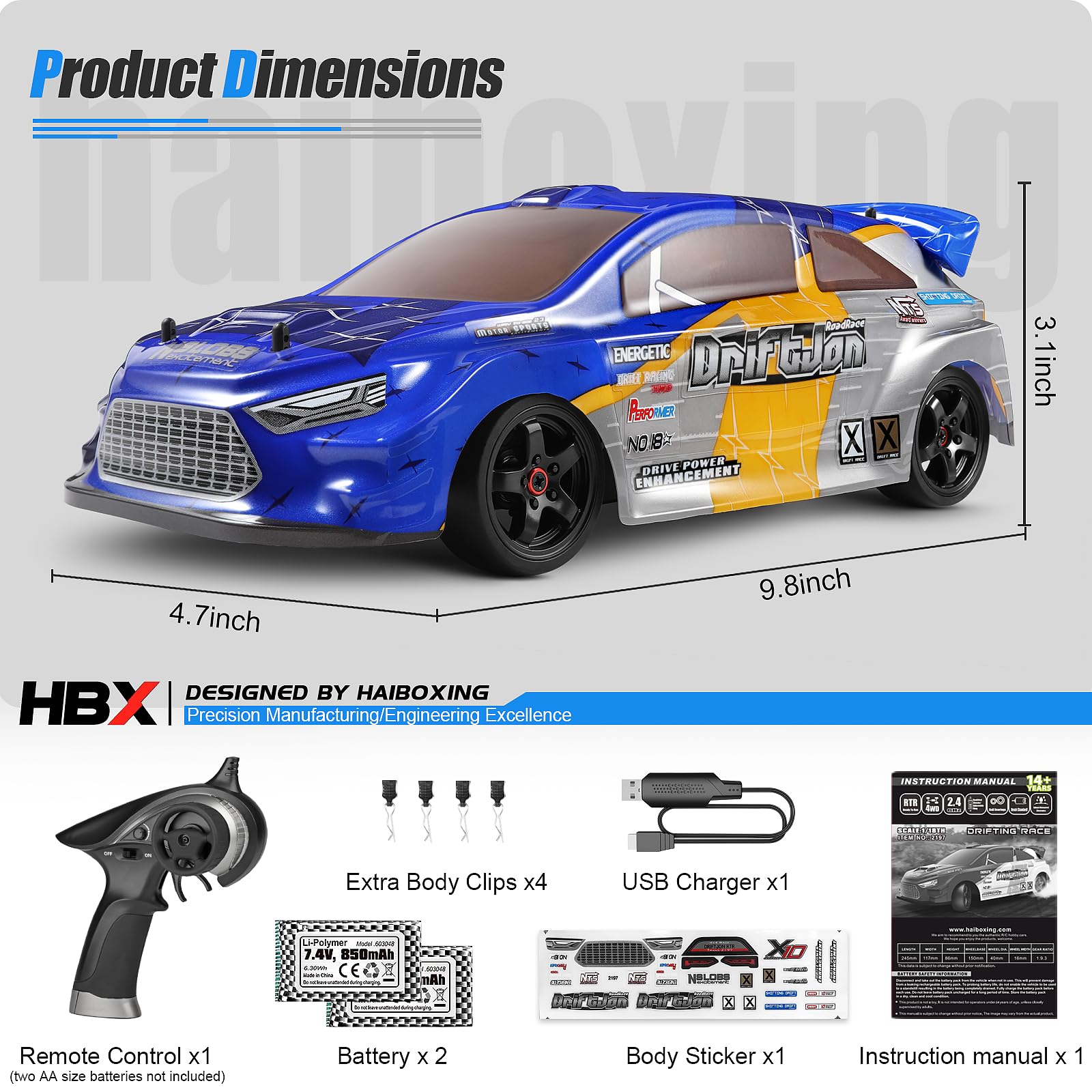 HAIBOXING 2197 in-action drift on a smooth surface at speed.