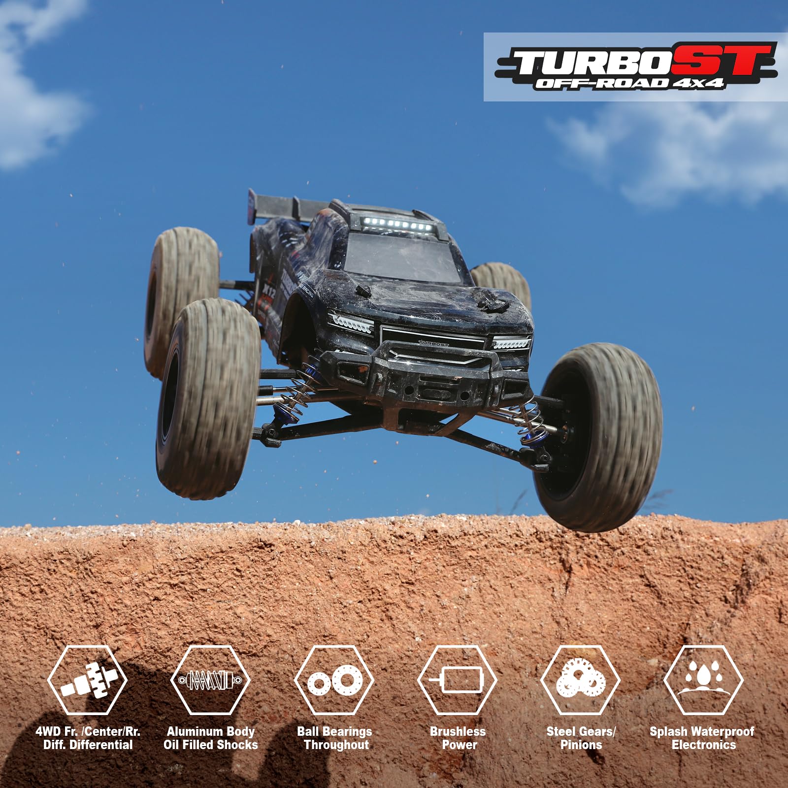 HAIBOXING 2997A side action emphasizes 4WD traction on tough terrain.