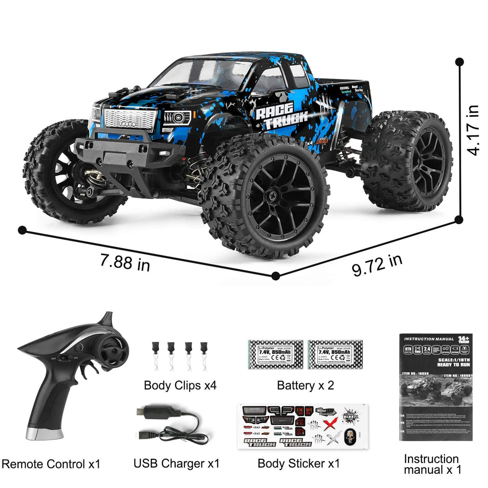 HAIBOXING Rampage 2.4 GHz remote with adjustable speeds for beginners.