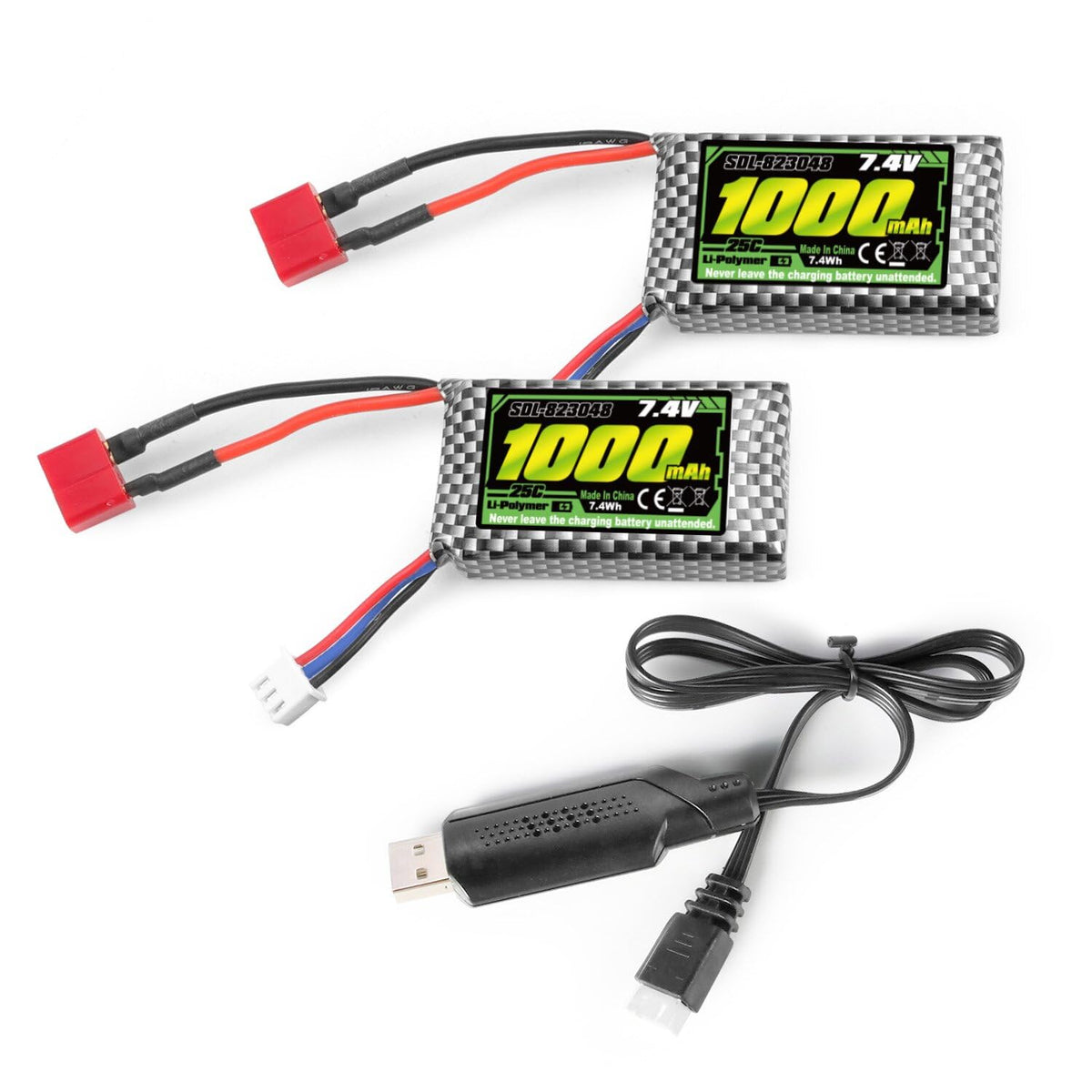 HAIBOXING RC battery 7.4V 1000mAh with T-Plug for quick charging and long run times