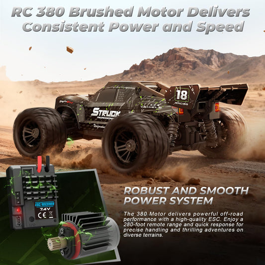 HAIBOXING 18872 2.4GHz remote for responsive, anti-jam driving.