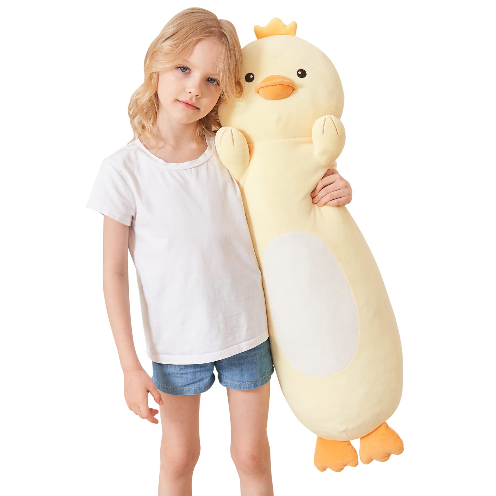 HAIJUNYA 36-inch duck plush body pillow for full-body comfort and hugs