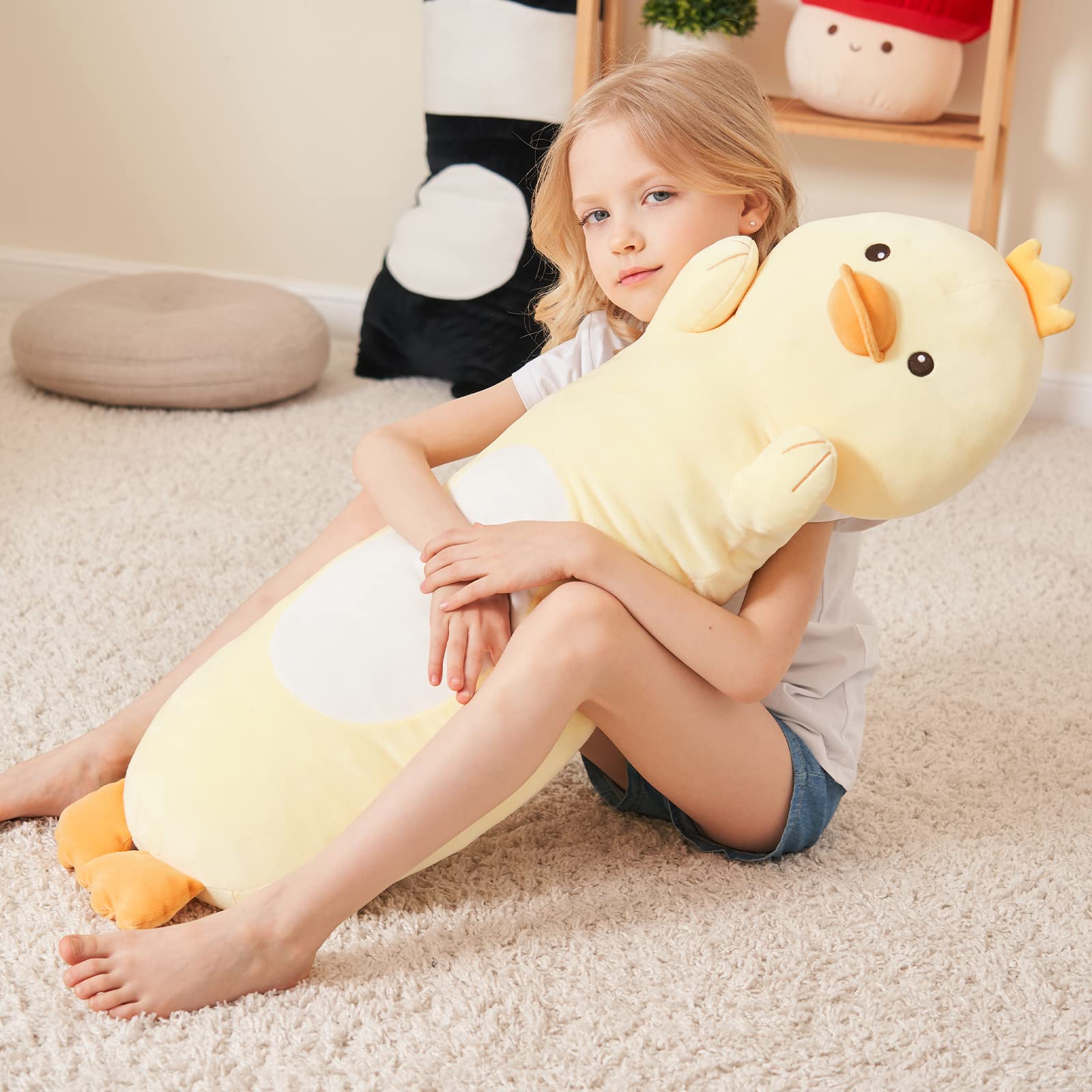 HAIJUNYA kawaii yellow duck plush toy with soft fabric for cozy naps