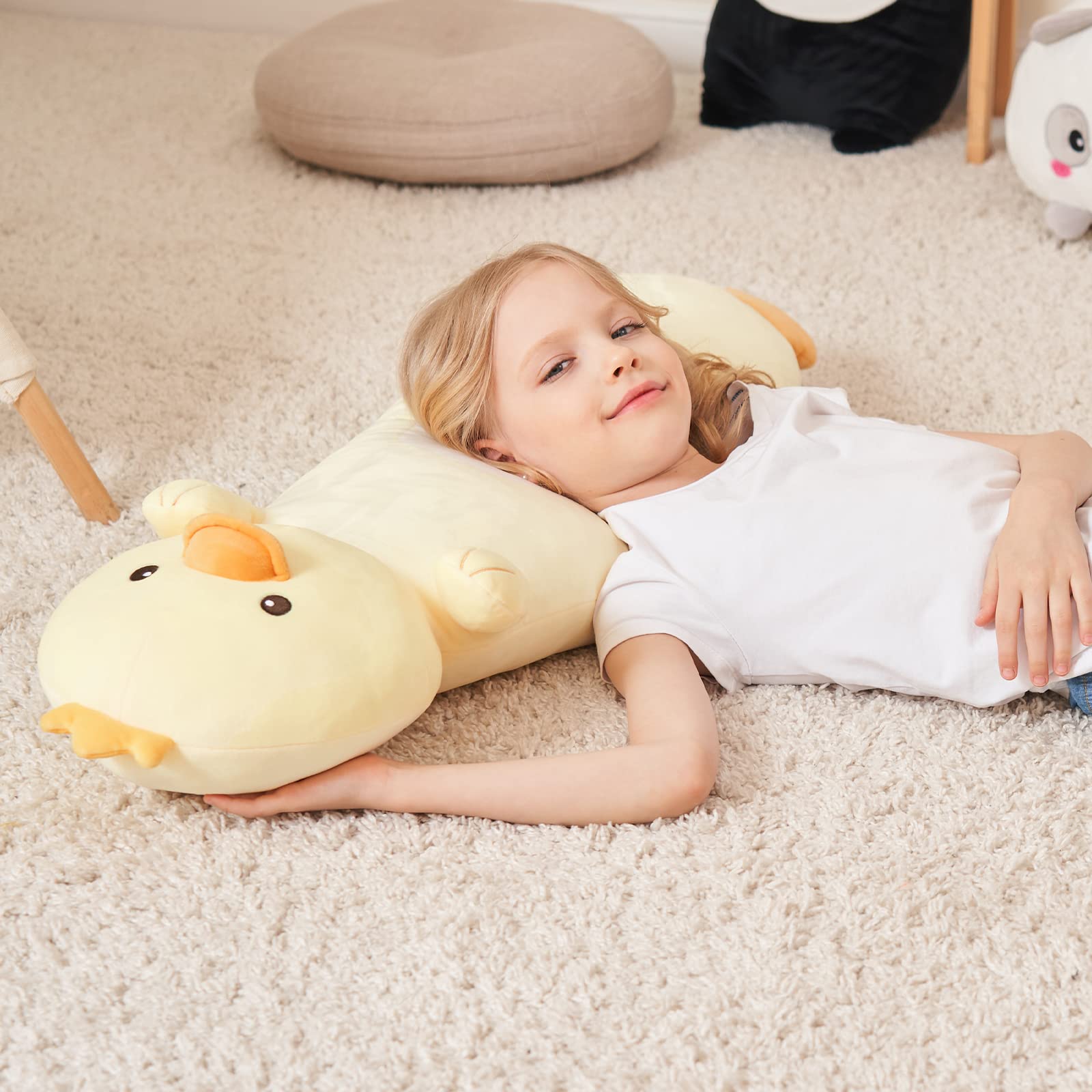 HAIJUNYA vacuum-packed pillow before fluffing shows expanding loft