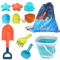 HaiLeTao collapsible beach bucket showcased for quick packing after sandy play.