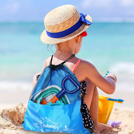 HaiLeTao mesh beach bag keeps all toys organized for easy transport.