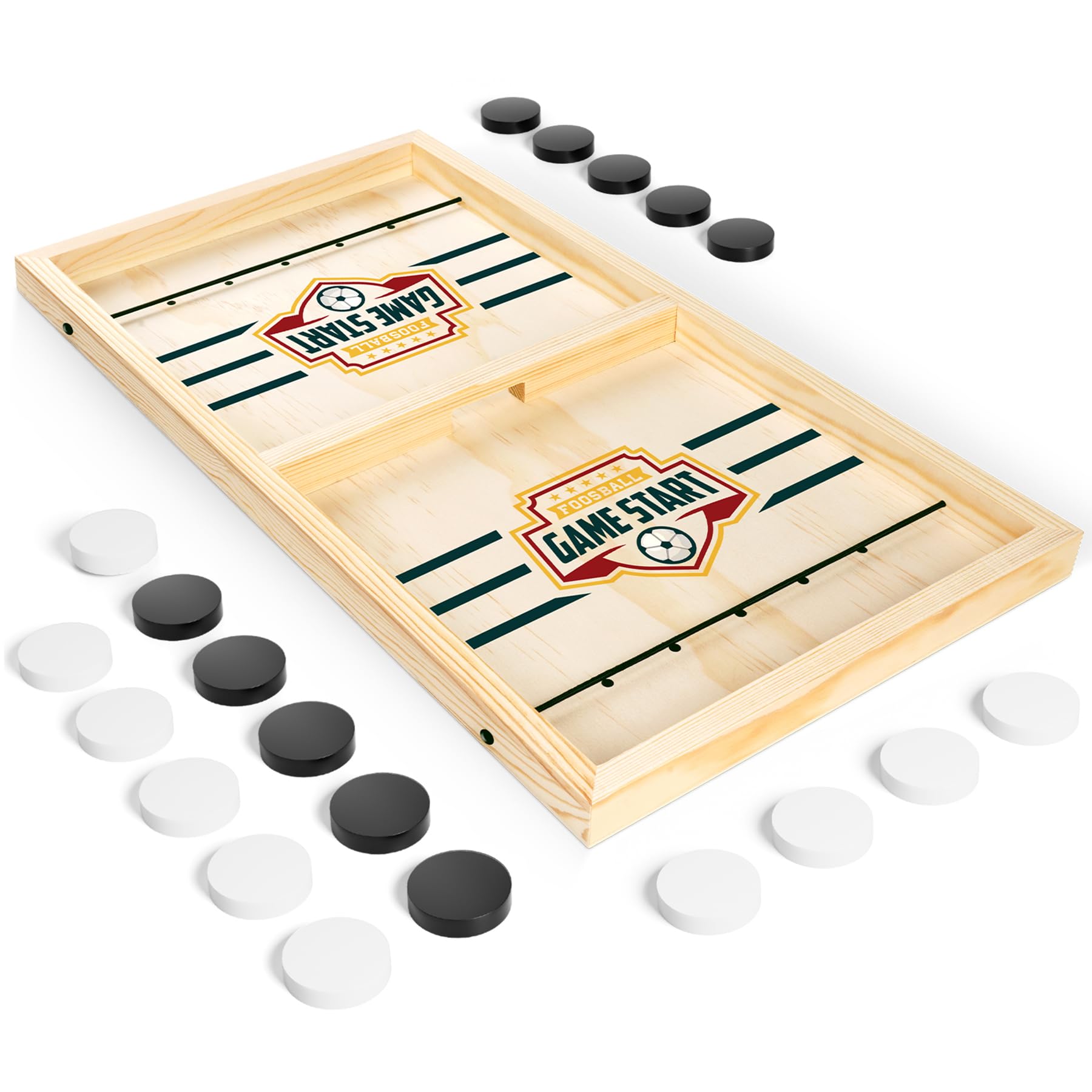 Hailey&Elijah Fast Sling Puck on wooden table frame for fast, focused play.