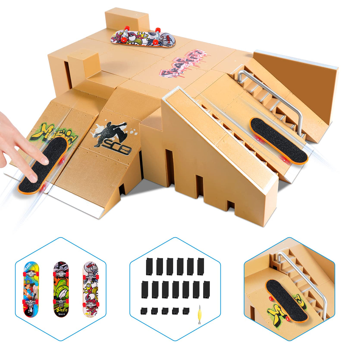 Hailey&Elijah fingerboard park assembly kit for quick setup and creative play.