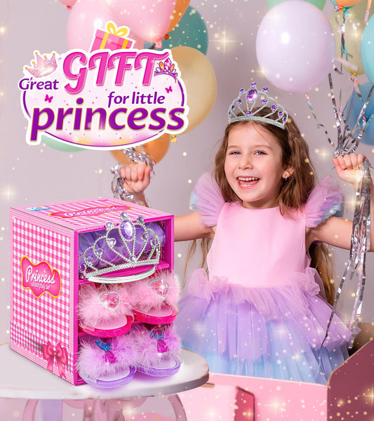 HAIMST princess tiara and shell necklace complete a glam look for pretend moments.