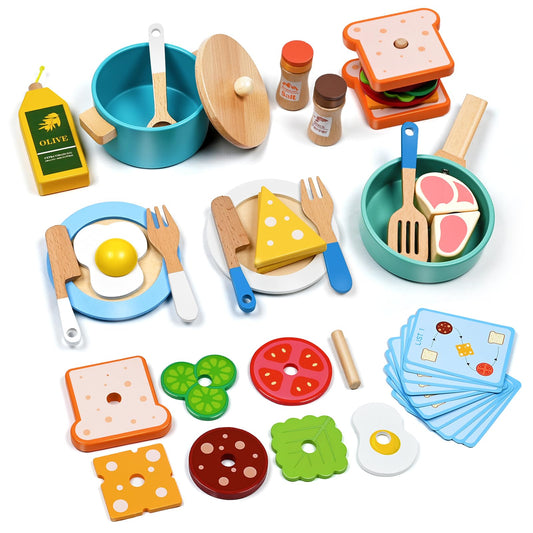 HAIMST wooden kitchen utensils for imaginative play and fine motor skills
