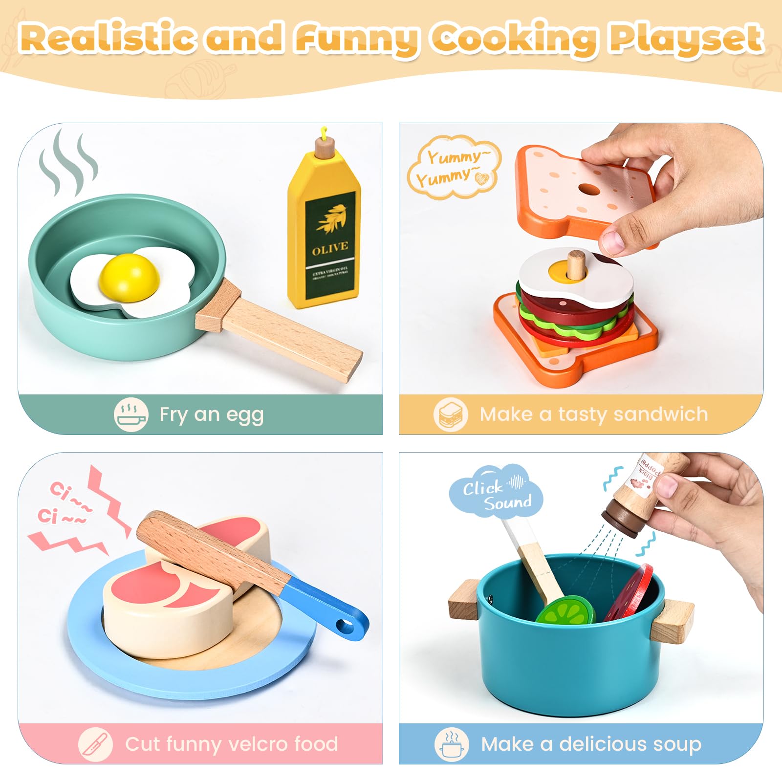 HAIMST wooden steak and sandwich pieces for interactive meals