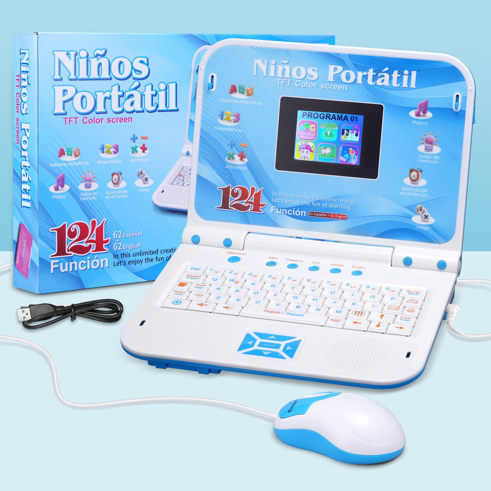 HAIOUMM bilingual activity laptop supports daily language practice.
