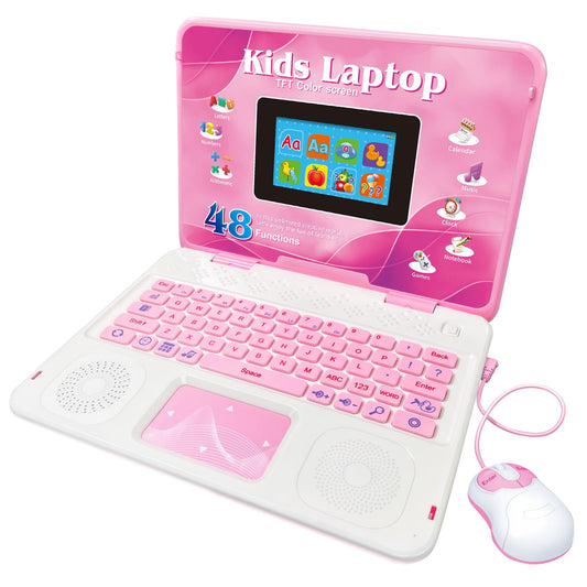 HAIOUMM Kids Laptop with color screen displaying clear visuals for 48 learning modes.