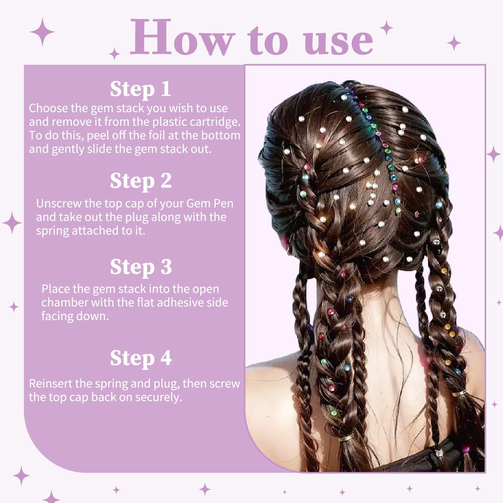 Gems from Hair Gems Tool for Girls remove easily without residue.