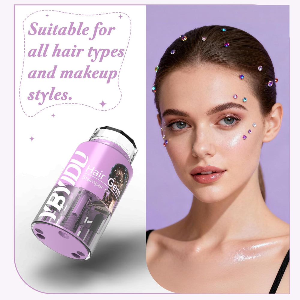 Colorful gem accents create party-ready looks with Hair Gems Tool for Girls.