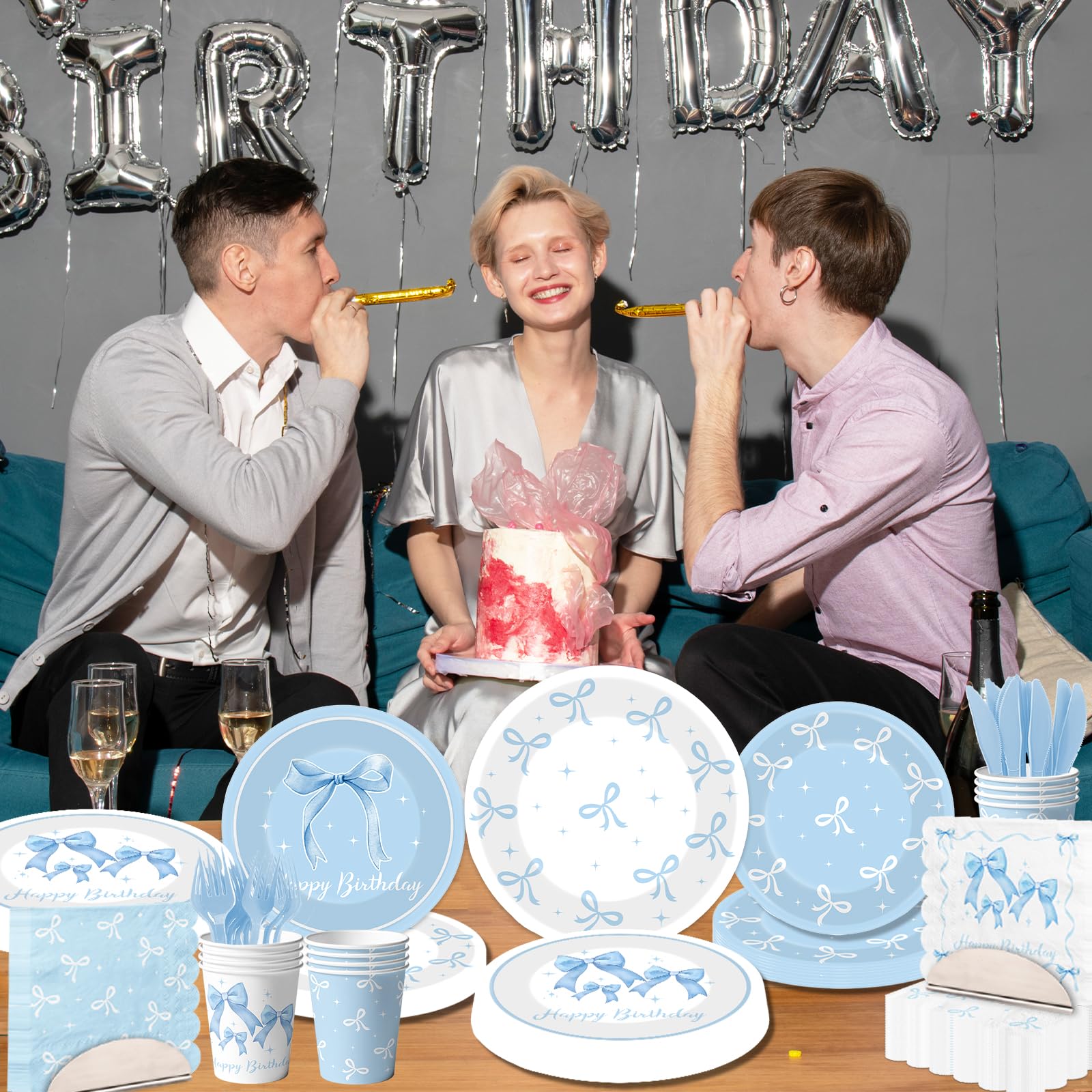 HAKOTI Blue Bow Cutlery Pair keeps meals coordinated