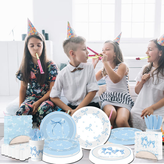 HAKOTI Blue Bow Dessert Plates 7-inch add cute elegance to treats
