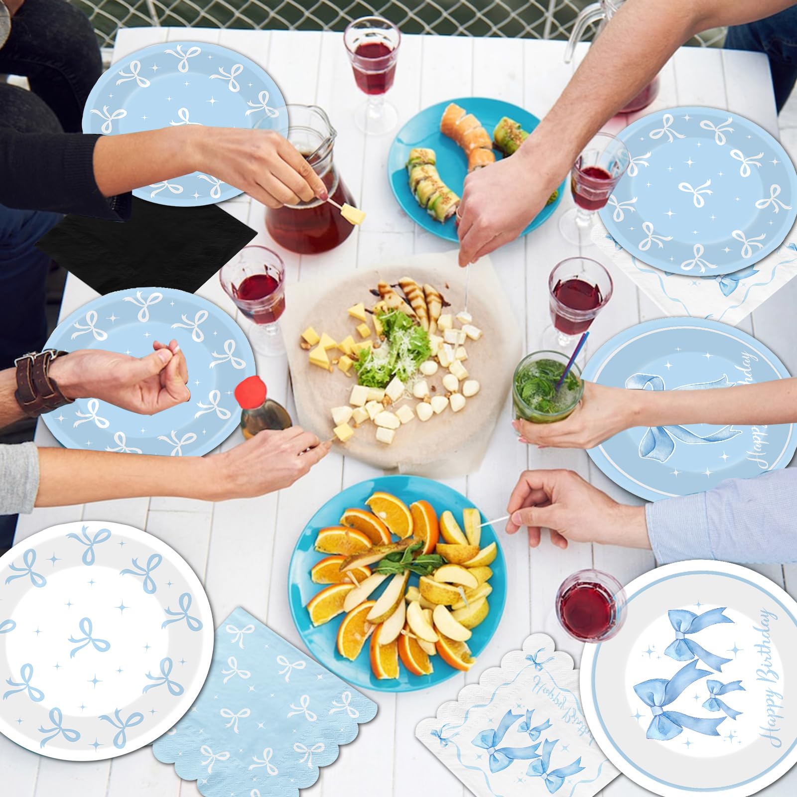 HAKOTI Blue Bow Napkins 6.5x6.5-inch absorbent for quick cleanup