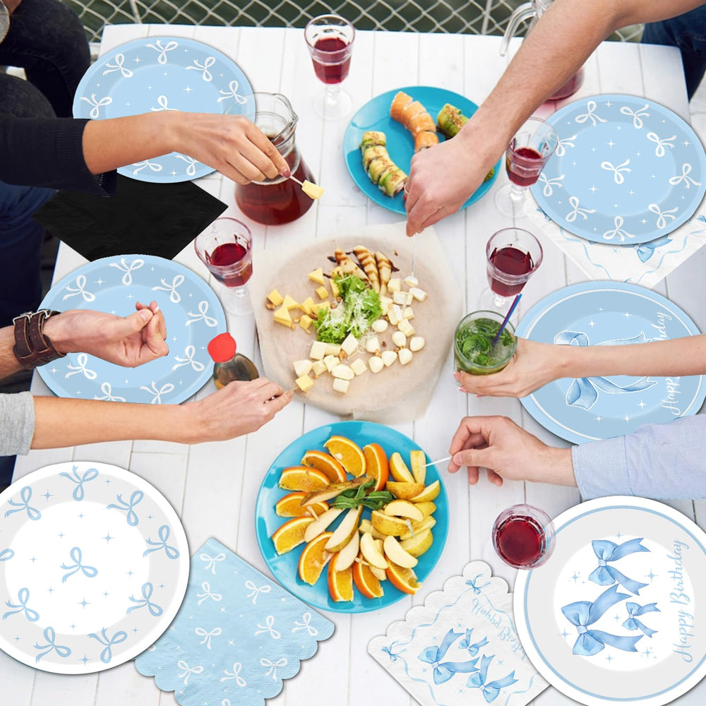 HAKOTI Blue Bow Napkins 6.5x6.5-inch absorbent for quick cleanup