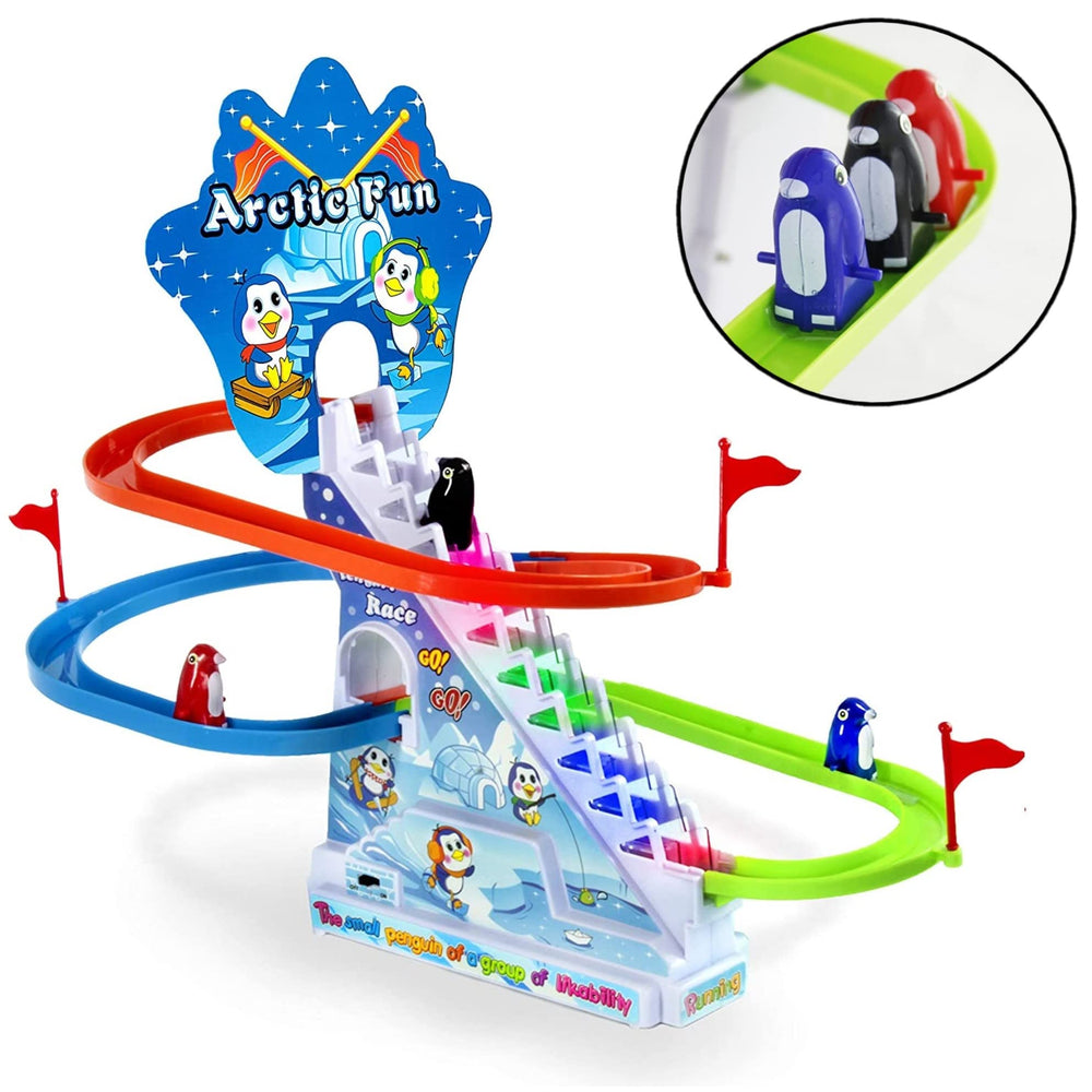 Haktoys Arctic Fun Penguin Battery note indicates AA power compatibility.