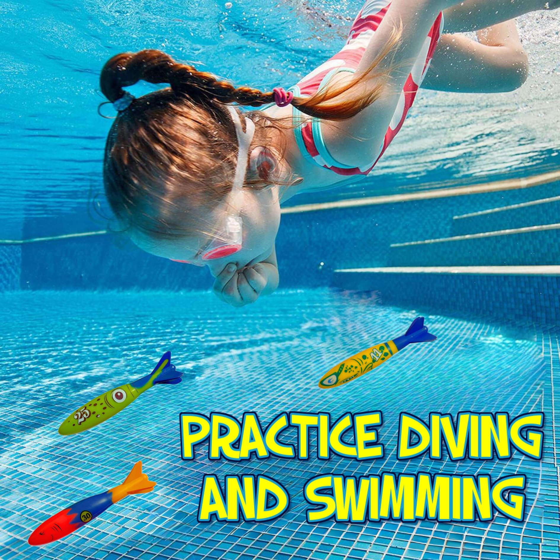 Bright colors improve visibility of Haktoys shark rings during pool games
