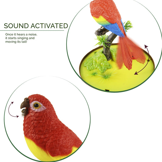 Haktoys Chirping Bird in Cage side view showing lifelike beak movement and chirps