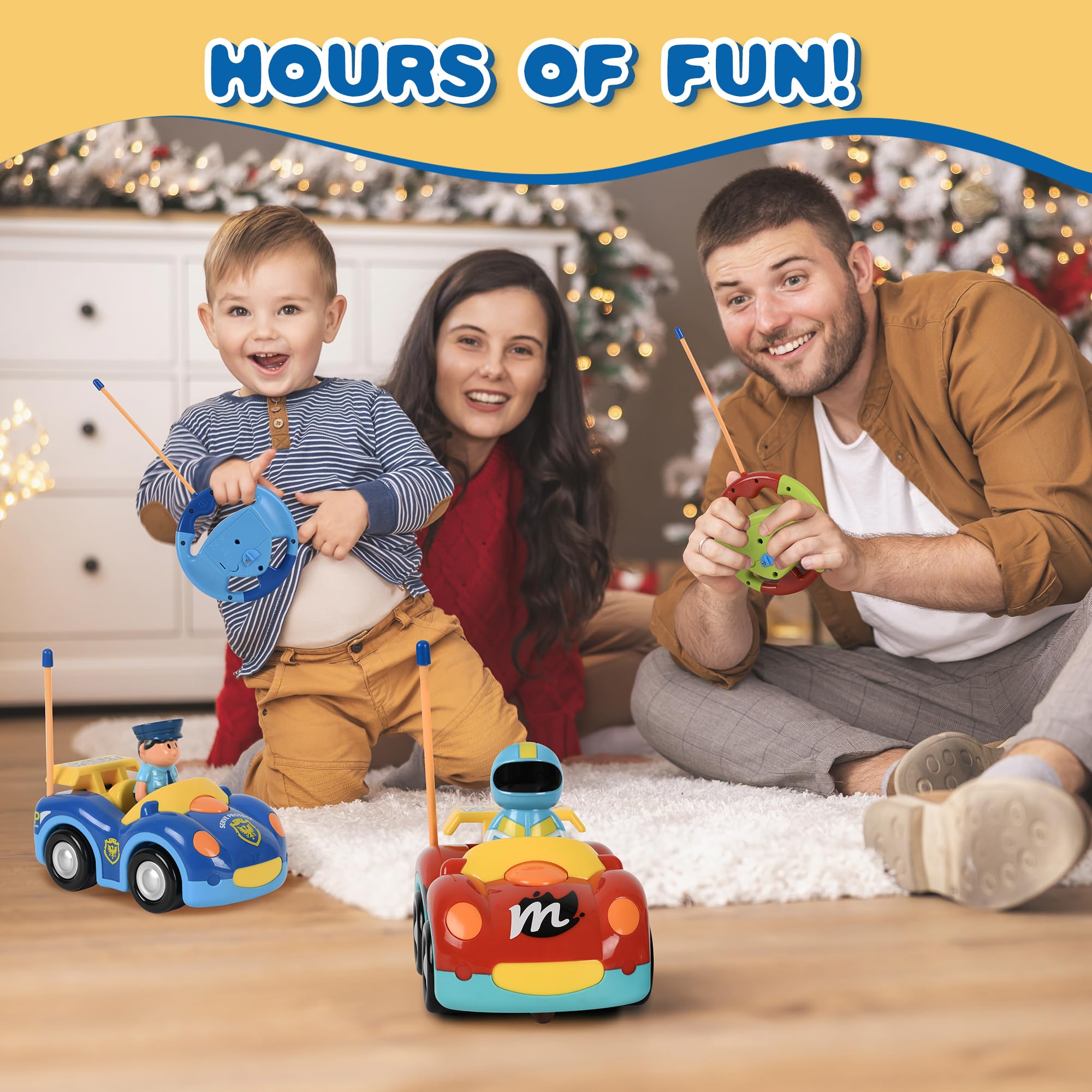 Haktoys dual-frequency RC set enables two kids to race together.