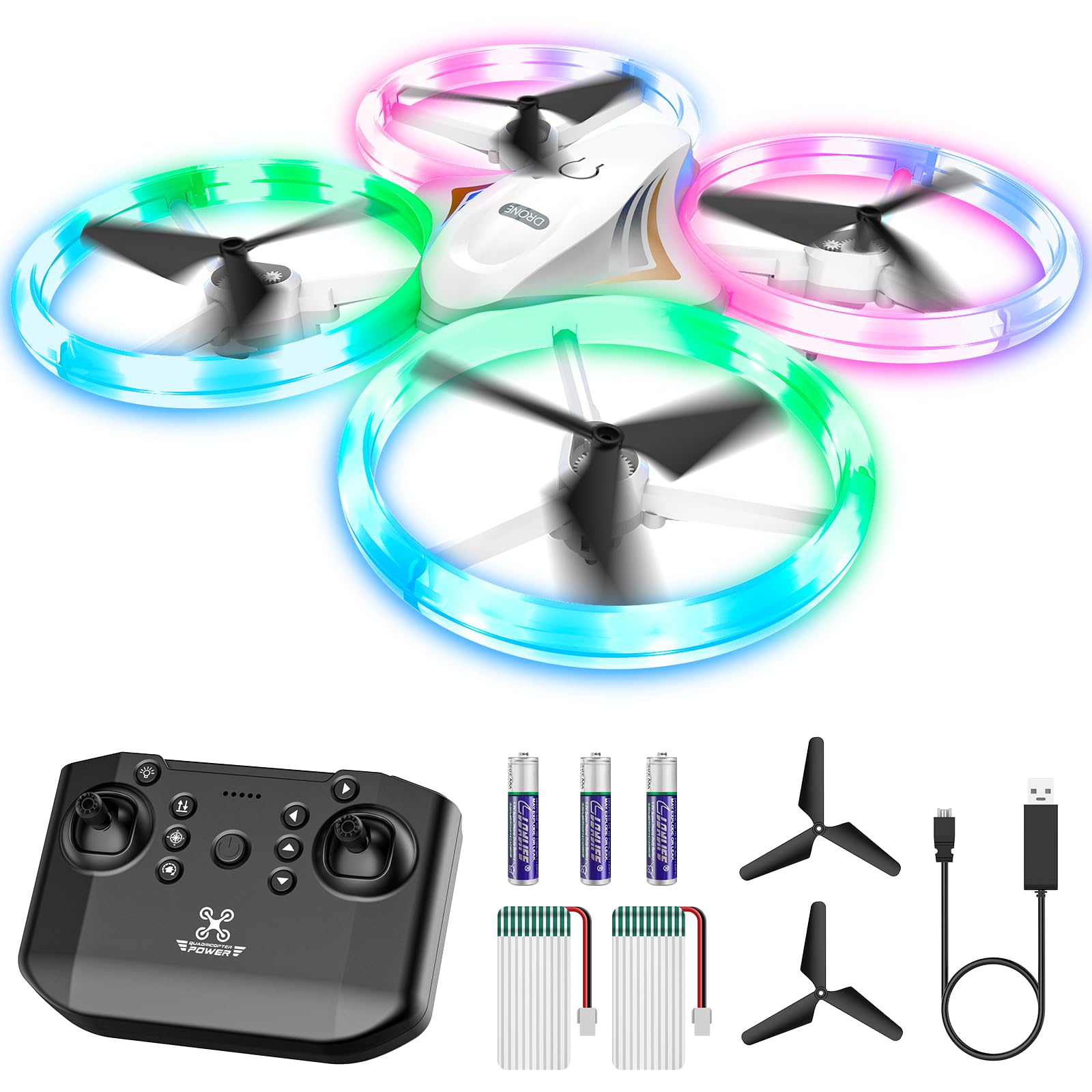 Halivita Drones with LED lights illuminate kids' flights indoors and outdoors.