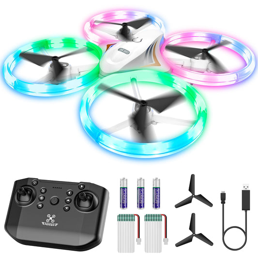 Halivita Drones with LED lights illuminate kids' flights indoors and outdoors.