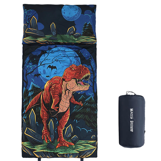 Hallo Bunny dinosaur sleeping bag with 63x30 cover for cozy kids' sleep.