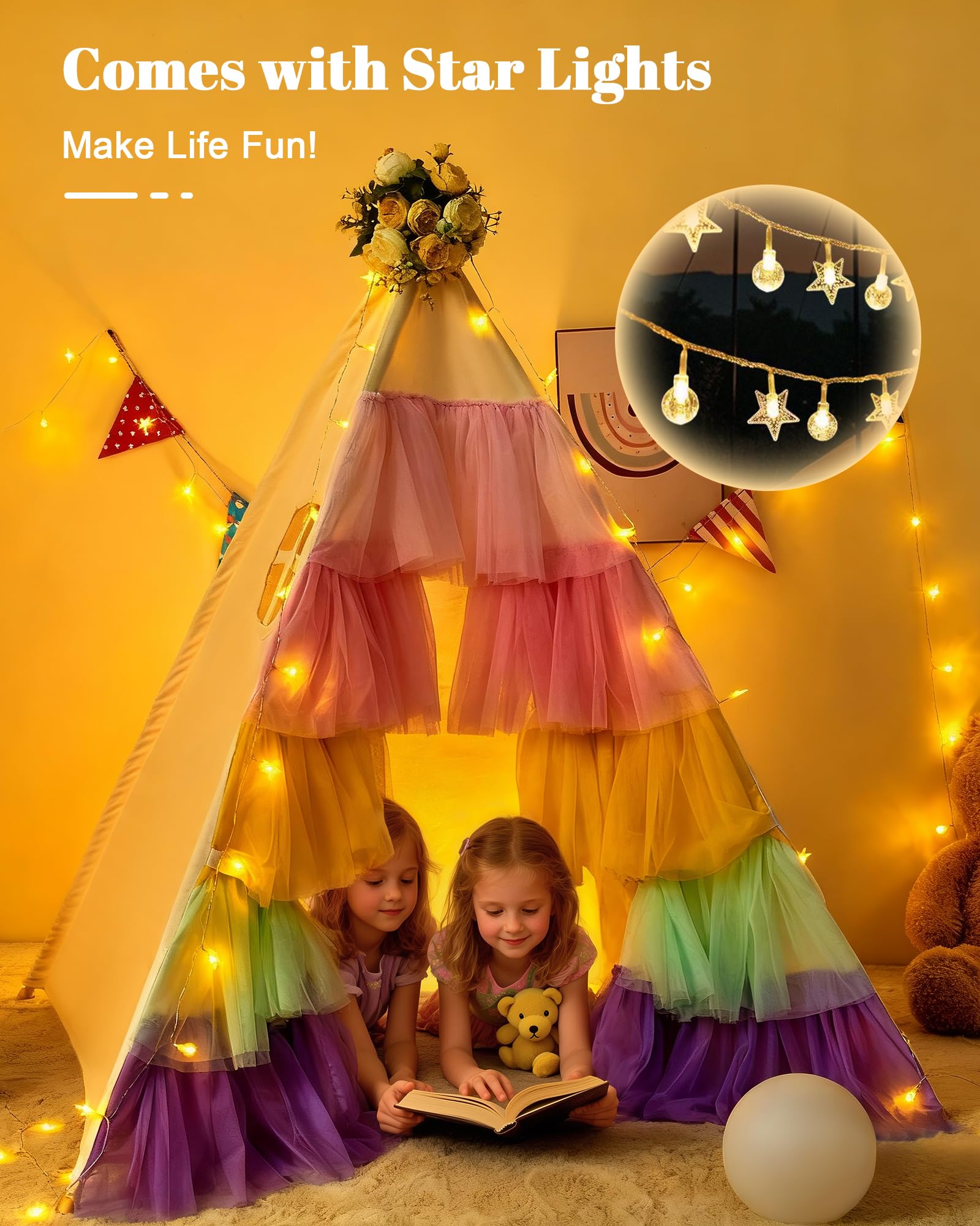HalloDeer tepee tent with sturdy pine poles ensures a stable space for imagination.