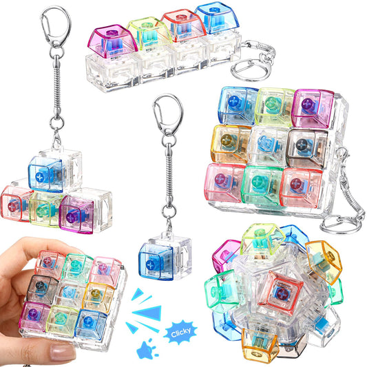 Halloscume keyboard fidget keychain style 1 with vibrant transparent keys for portable focus.