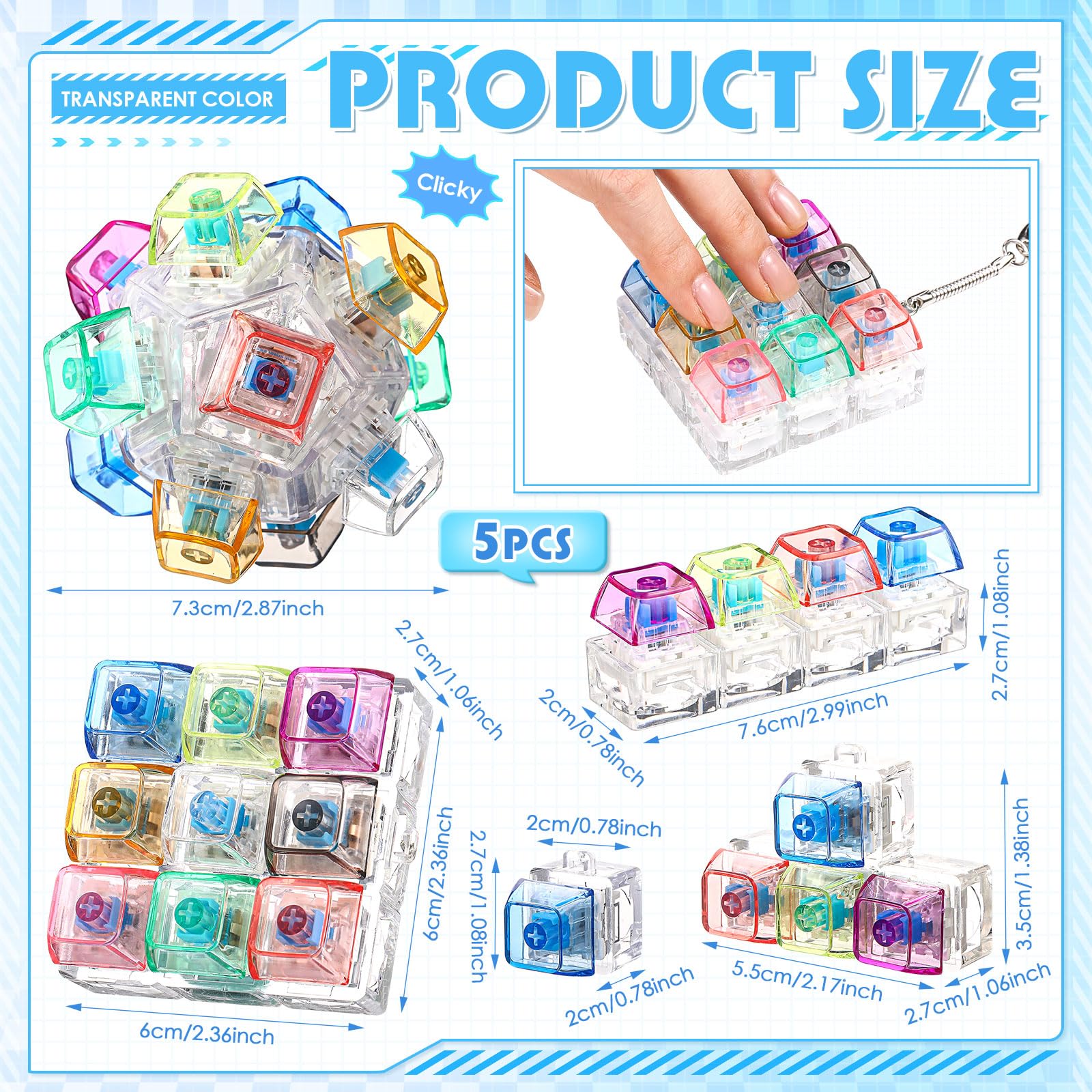 Halloscume keyboard fidget keychain style 3 provides tactile clicks to calm busy workdays.