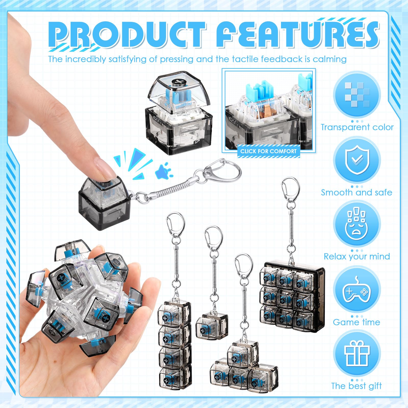 Halloscume keyboard fidget-transparent-pc: transparent construction with smooth key feel