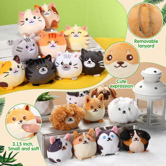 Halloscume mini plush puppy 3.15 inch clip for backpacks and totes