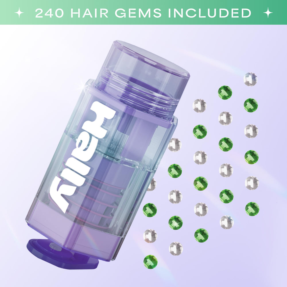 Hally Hair green and clear gems bulk for versatile styling.