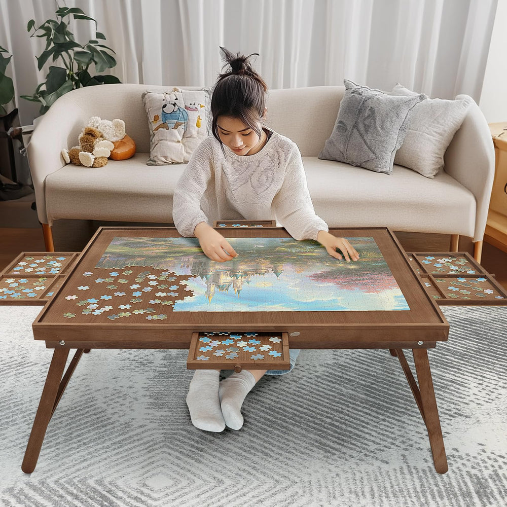 HALLYBEE puzzle table with 34-3x26-5 inches surface provides a spacious area for big puzzles.