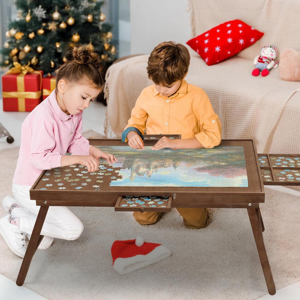 HALLYBEE puzzle-table-foldable-legs folds flat for easy storage after puzzle sessions.