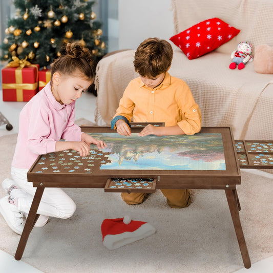 HALLYBEE puzzle-table-foldable-legs folds flat for easy storage after puzzle sessions.