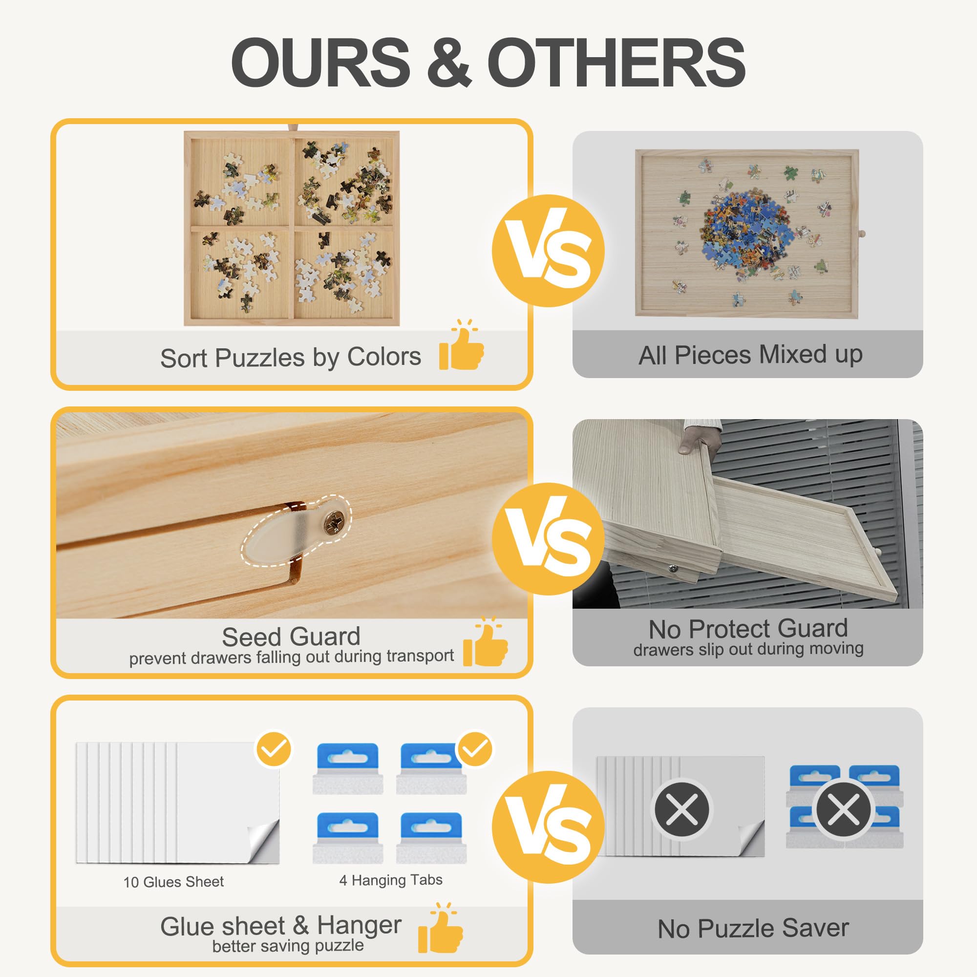 HALLYBEE Puzzle Table natural finish blends with any room decor.