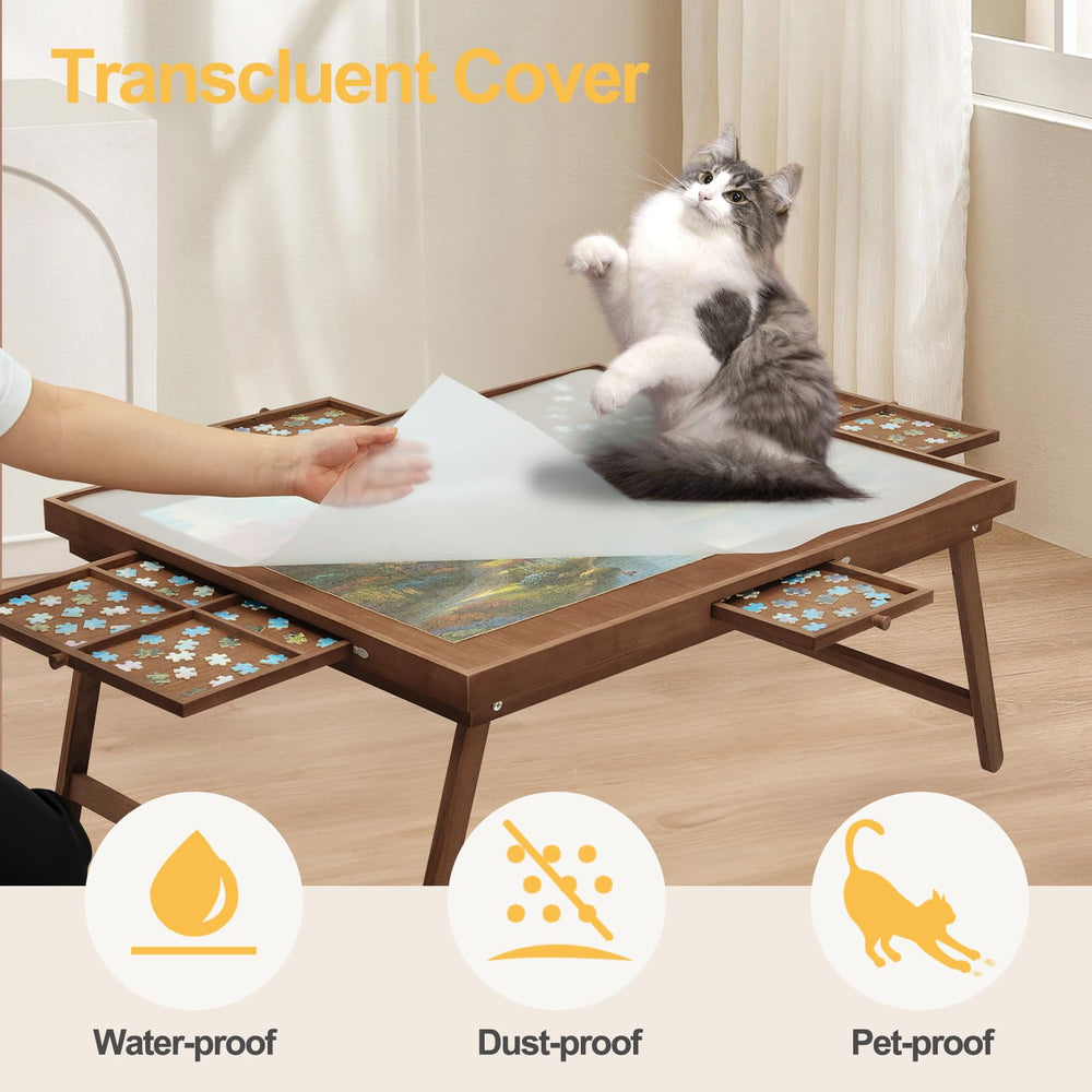 HALLYBEE puzzle-table-wooden construction provides sturdy support for long sessions.