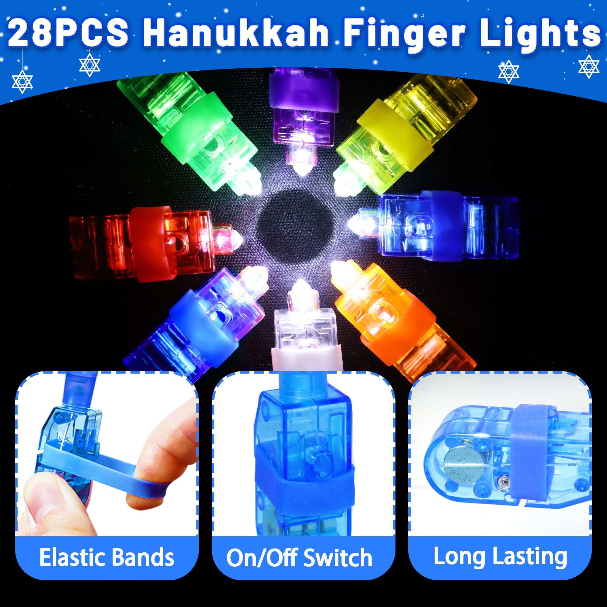 HALOGATE little-dwarves-motif finger light brings whimsy to Hanukkah goodie bags.